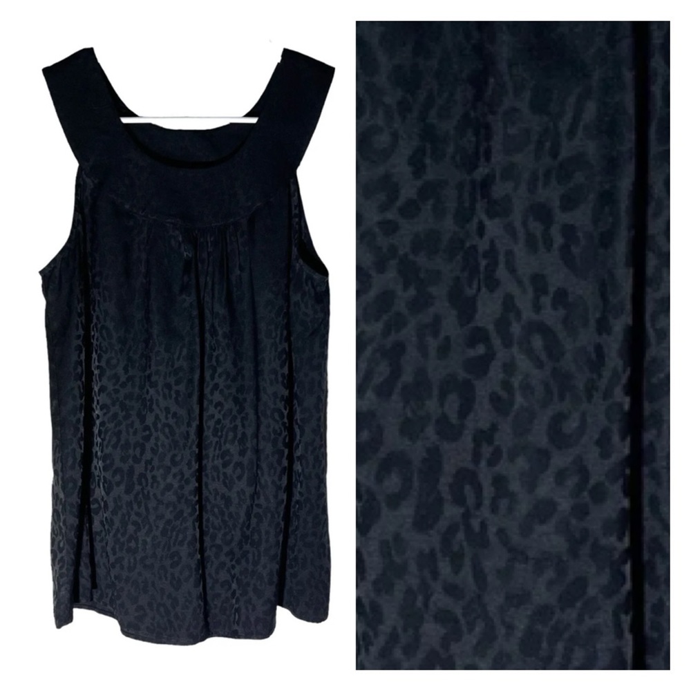 Anthropologie Daniel  Rainn Black on Black Animal Print Sleeveless Top Sz S NWT